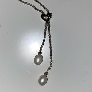 Sold Sterling silver with pearl and diamond necklace